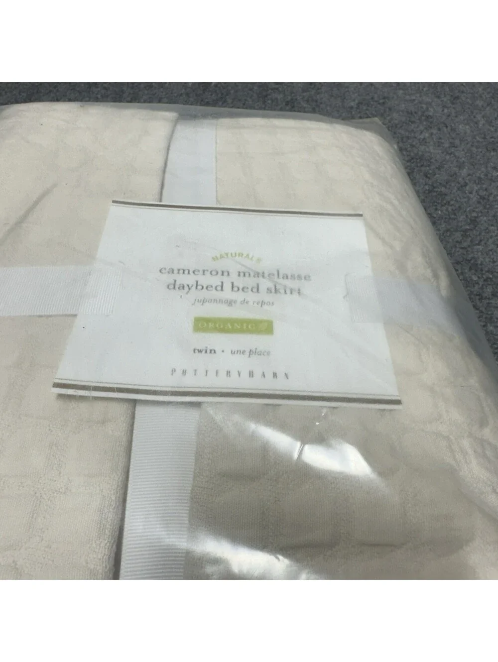 Pottery Barn Cameron Matelasse Twin Daybed Bed Skirt Naturals Organic NEW